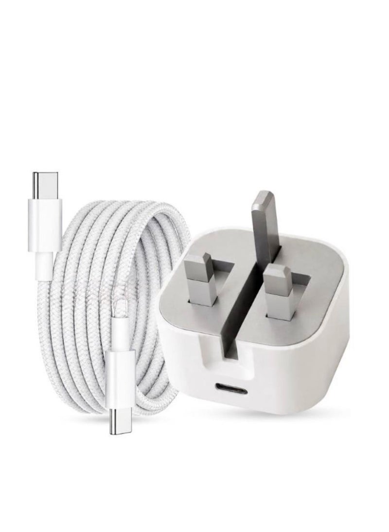 35W USB-C Fast Charger for iPhone 15 Pro Max/16/17/17 Pro Max with 1M Type-C Cable PD Wall Charger Adapter for iPad iPhone (White) - Image 1